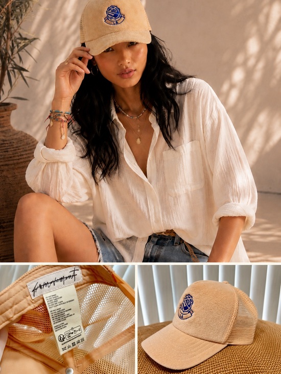 FP Movement by Free People Accessories - Free People Movement LA Dodgers Trucker Hat Snapback Soft Peach Embroidered